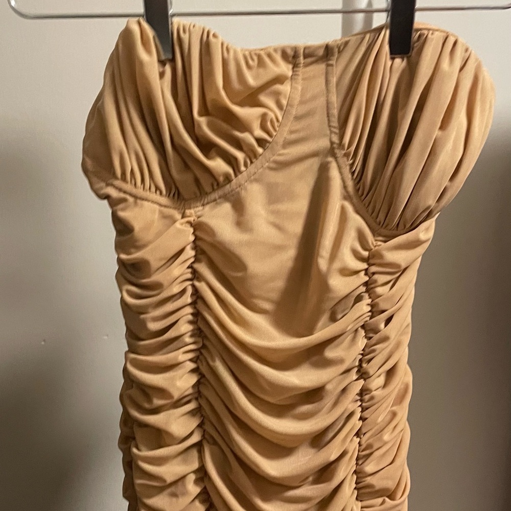 Express Camel Ruched Dress